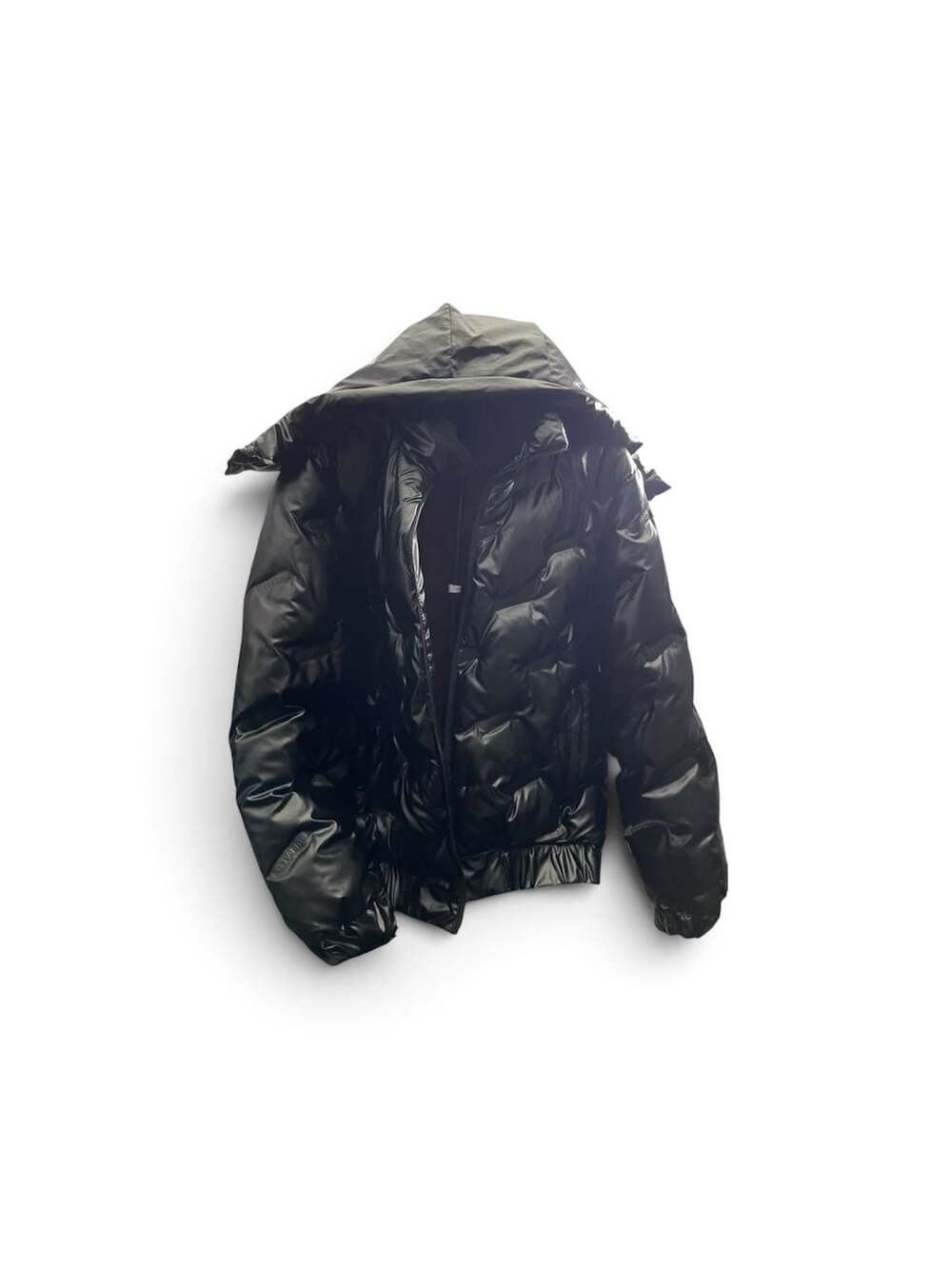 Buffalo Jeans Black Glossy Puffer Jacket with Detachable Hood
